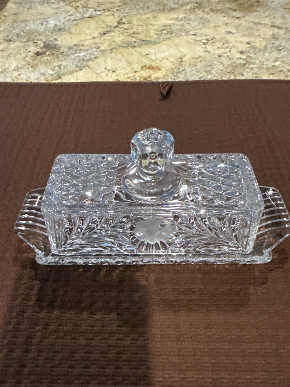 Chrystal Glass Butter Dish with Lid, CristalD’Arques Durand Longchamp pattern